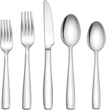 18/10 Stainless Steel Silverware Set, 60-Piece Fancy Flatware Cutlery Set for 12, Modern Eating Utensils Tableware