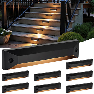 8 Inch Low Voltage LED Step Lights, 5W 2700K Warm White, 12V-24V AC/DC Outdoor Stair Lights, IP67 Waterproof Die-Cast