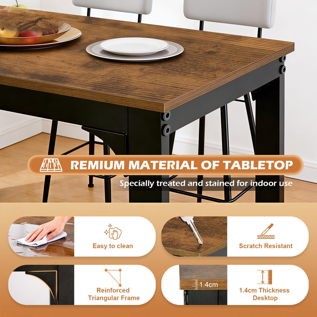 71" Bar Table, Bar Height Pub Table with Sturdy Legs & Adjustable Foot Pads, Counter Height Dining Table for Bar