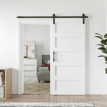 36in x 84in Sliding Barn Door with 6.6ft Barn Door Hardware Kit & Handle, Pre-Drilled Holes Easy Ass