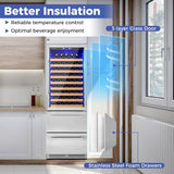 24 Inch Wine and Beverage Refrigerator, Dual Zone Beverage Cooler with Independe