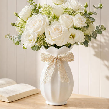 Ceramic Flower Vase with Bow