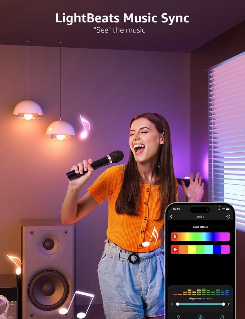 Smart Light Bulbs - WiFi & Bluetooth RGBWW Color Changing LED Bulb Works with Alexa & Google Assistant