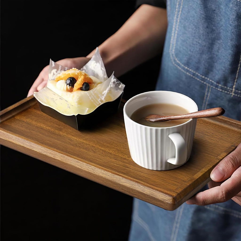 Acacia Wood Serving Tray 16x10 Charcuterie Board & Non-Slip Pads | Premium Acacia Wood Platter for Cheese, Meat &