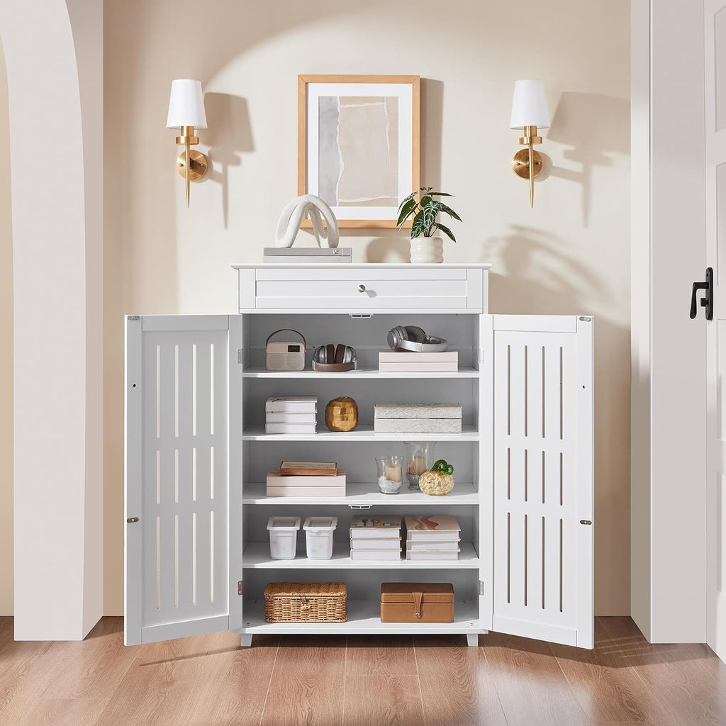 Shoe Storage Cabinet, 5 Tier Adjustable Shoes Organizer with Drawer, Freestanding Shoe Rack , Foyer, Hallway