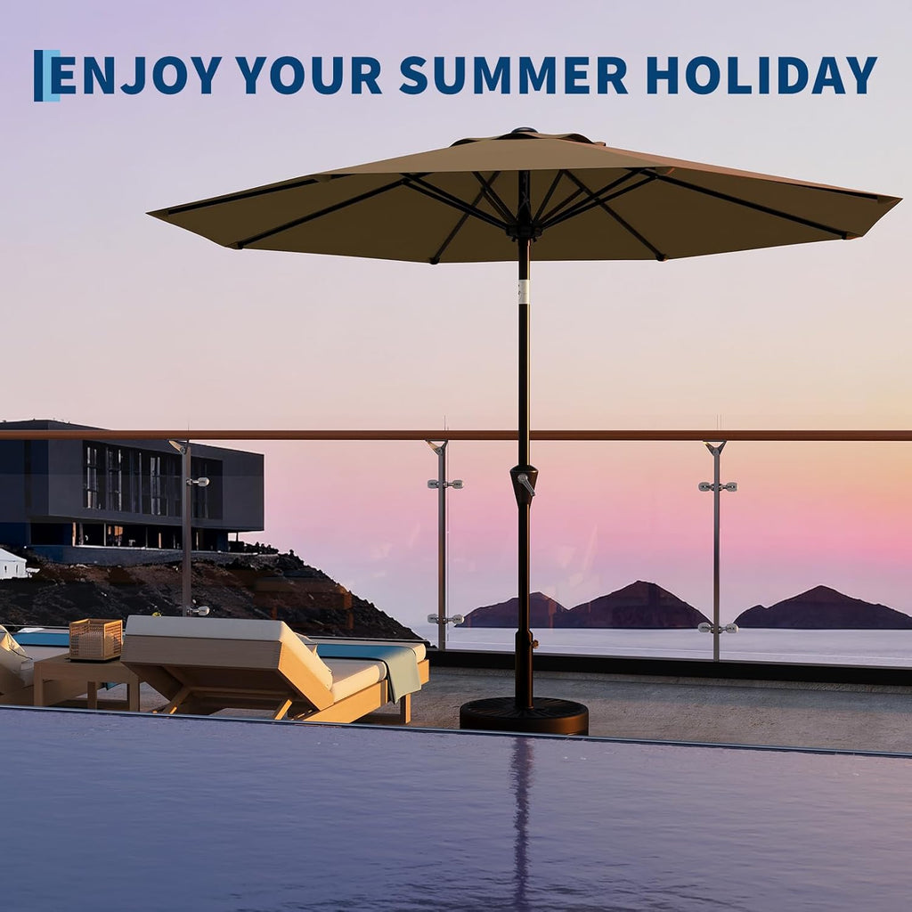 10FT Patio Umbrella - Outdoor Table Umbrella with Smooth Crank Lift, Push Button Tilt and 8 Sturdy Ribs