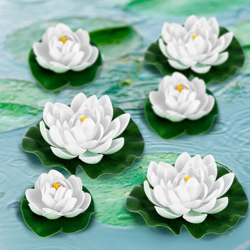 24 Pcs Artificial Foam Lotus Flower with Water Lily Pads Pool Decor
