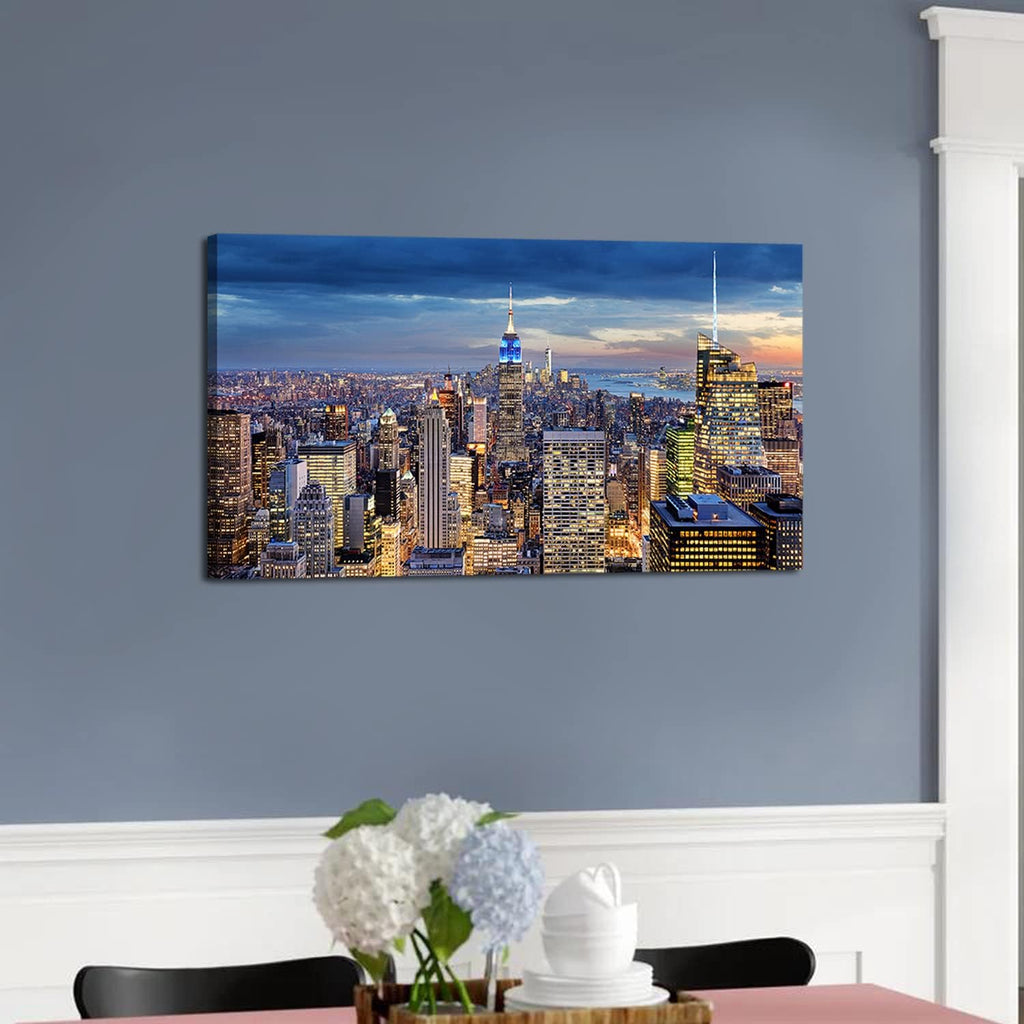 New York City Wall Art NYC Skyline Pictures Wall Decor Living Room Manhattan Skyline Poster Modern Skyscraper Canvas