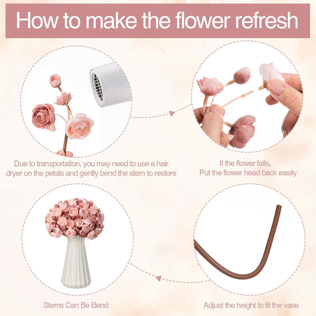 48 Pcs Ranunculus Artificial Flower, Light Pink