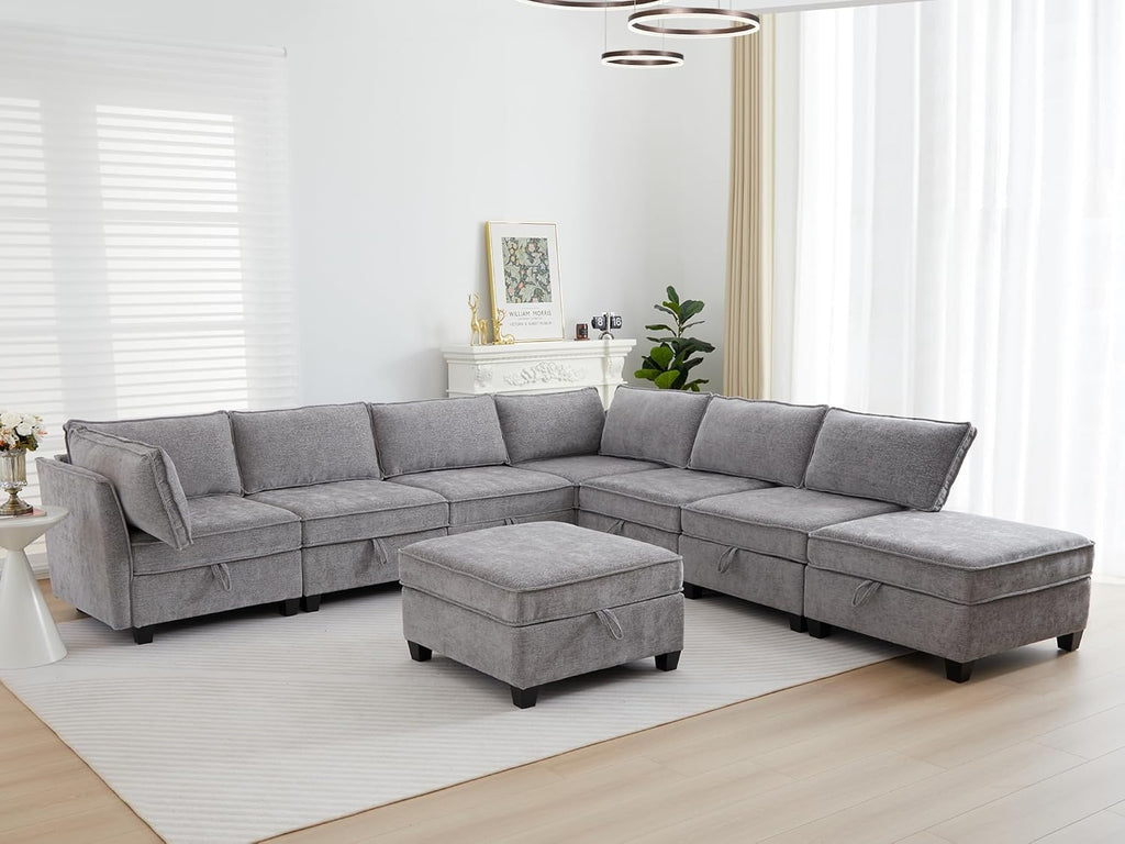 Oversize Corner Modular Sectional Sofa Set, Convertible L Shaped Couch with Storage, 8 Seater Sofa Modular with