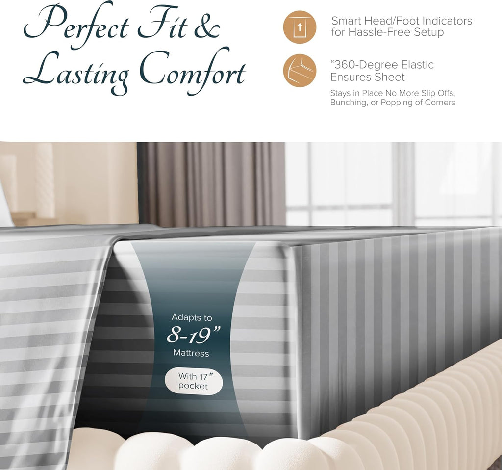Bed Sheets - Luxury 1500 Series 100% Egyptian Cotton High Thread Count Bed Sheets (4 PC, Dark Grey