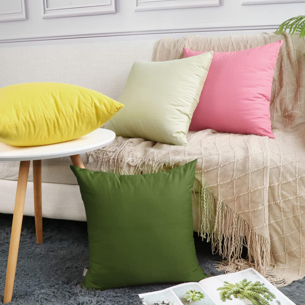 4-Pack 100% Cotton Comfortable Solid Decorative Throw Pillow Case, Square Cushion Cover Pillowcase Sublimation Blank