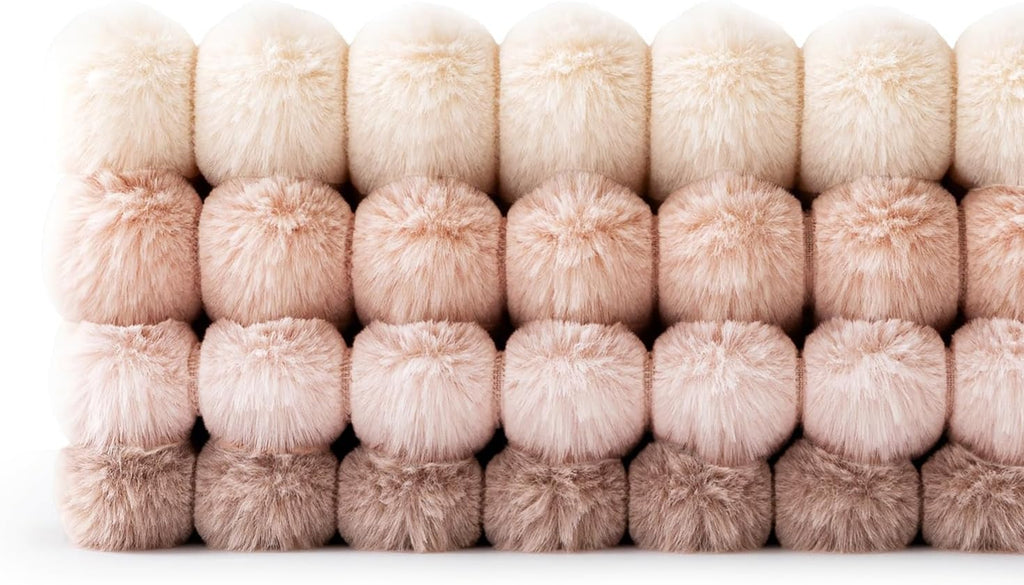 Faux Fur Plush Decorative Throw Pillow Covers 18x18 Set of 4, Valentine's Day Cute Modern Soft Romantic Fuzzy Striped