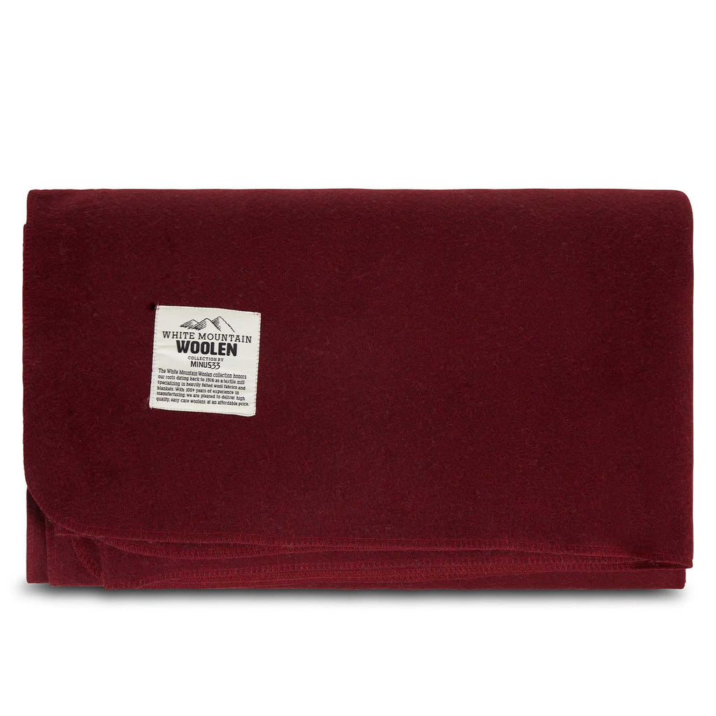 Lodge Twin Blanket - 80% Recycled Wool - Buffalo Plaid - Warm Throw Blanket - Thick - Washable - 65W x 90L - Burgundy