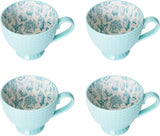 Venice 16-Piece Stoneware Dinnerware Set, Service for 4, Aqua and White Color Combination, Durable and Chip Resistant