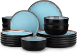 Plates and Bowls Sets, 18 Pieces Stoneware Dinnerware Sets for 6