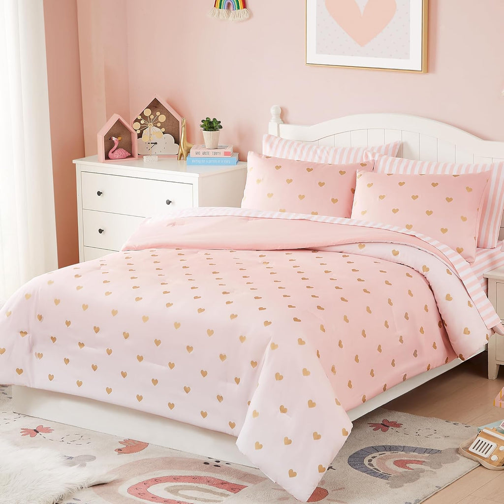 Twin Comforter Set with Sheets for Girls-5 Pieces Twin Bedding Sets - Set of 5