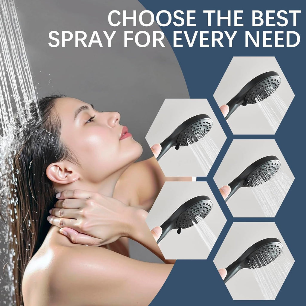 AlenArt 10 inch Rainfall Shower Head Stainless Steel Black
