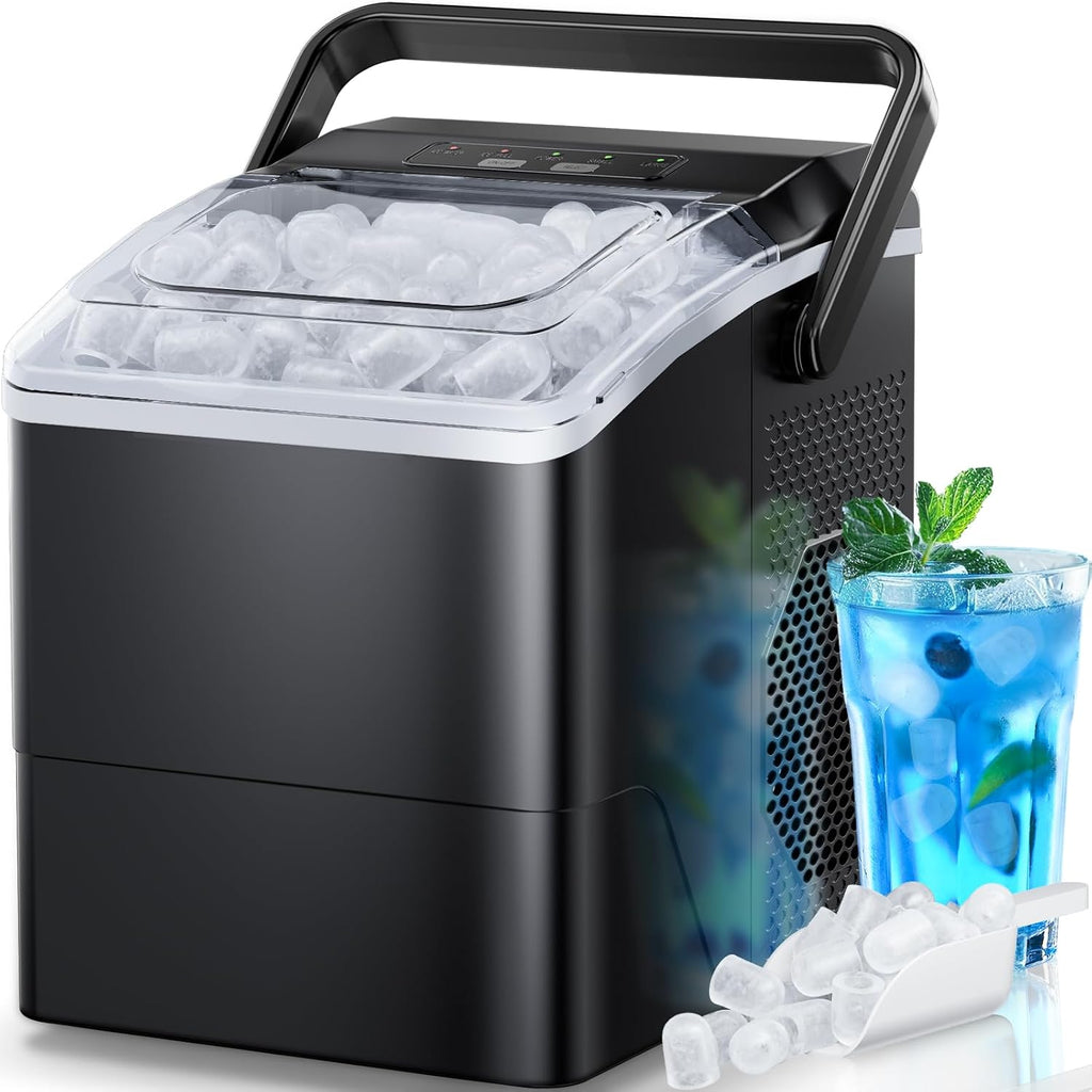 Ice Maker Countertop, 9 Cubes Ready in 6 Mins, 26 lbs per Day, Ice Machine with 2 Ice Sizes and Self-Cleaning