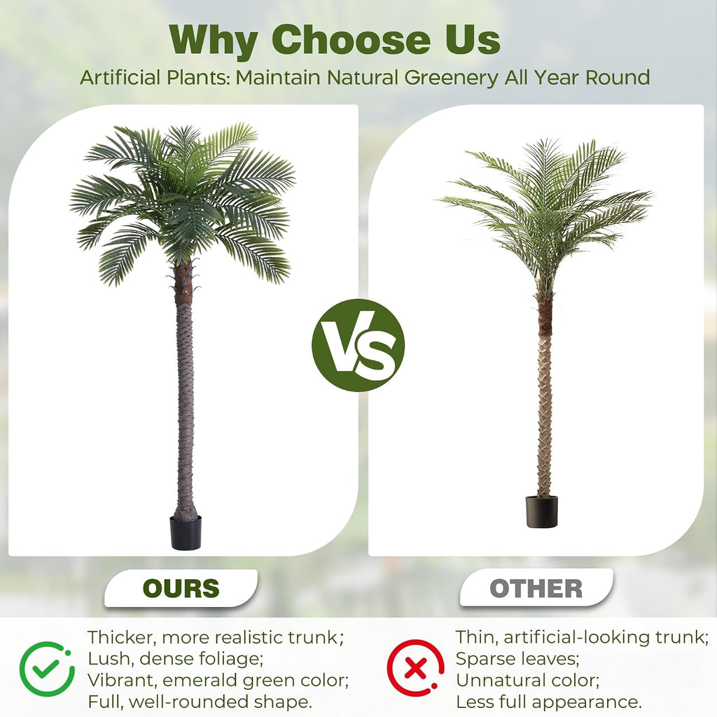 8.5FT Artificial Coconut Palm Set of 2, Potted Faux Palm Tree