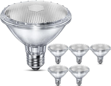 PAR30 Halogen Flood Light Bulbs, 60W E26 800LM Short Neck, 6-Pack
