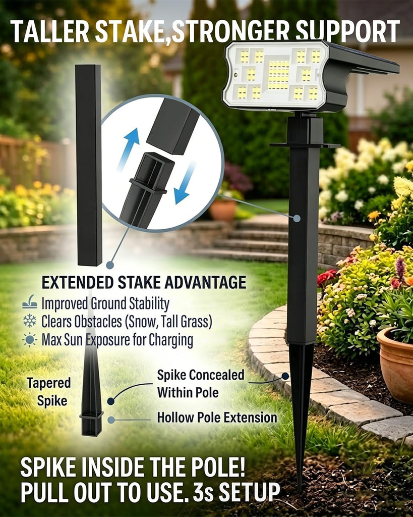 Solar Lights Outdoor Waterproof IP67, 60 LED 3 Lighting Modes Solar Spot Lights Outdoor for Yard Garden Pathway