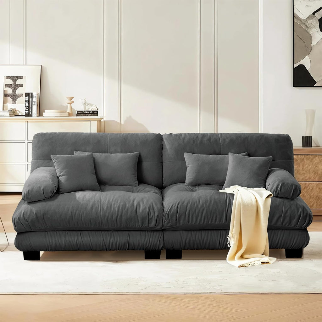 Modern Living Room Velvet Recliner Sofa, Loveseat Sofa , Solid Wood Frame, Easy to Install (94.4 inch,Grey)