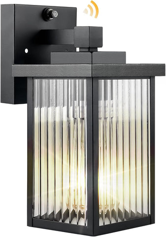 Dusk to Dawn Outdoor Wall Light Fixture, Waterproof Exterior Porch Light with Tempered Glass