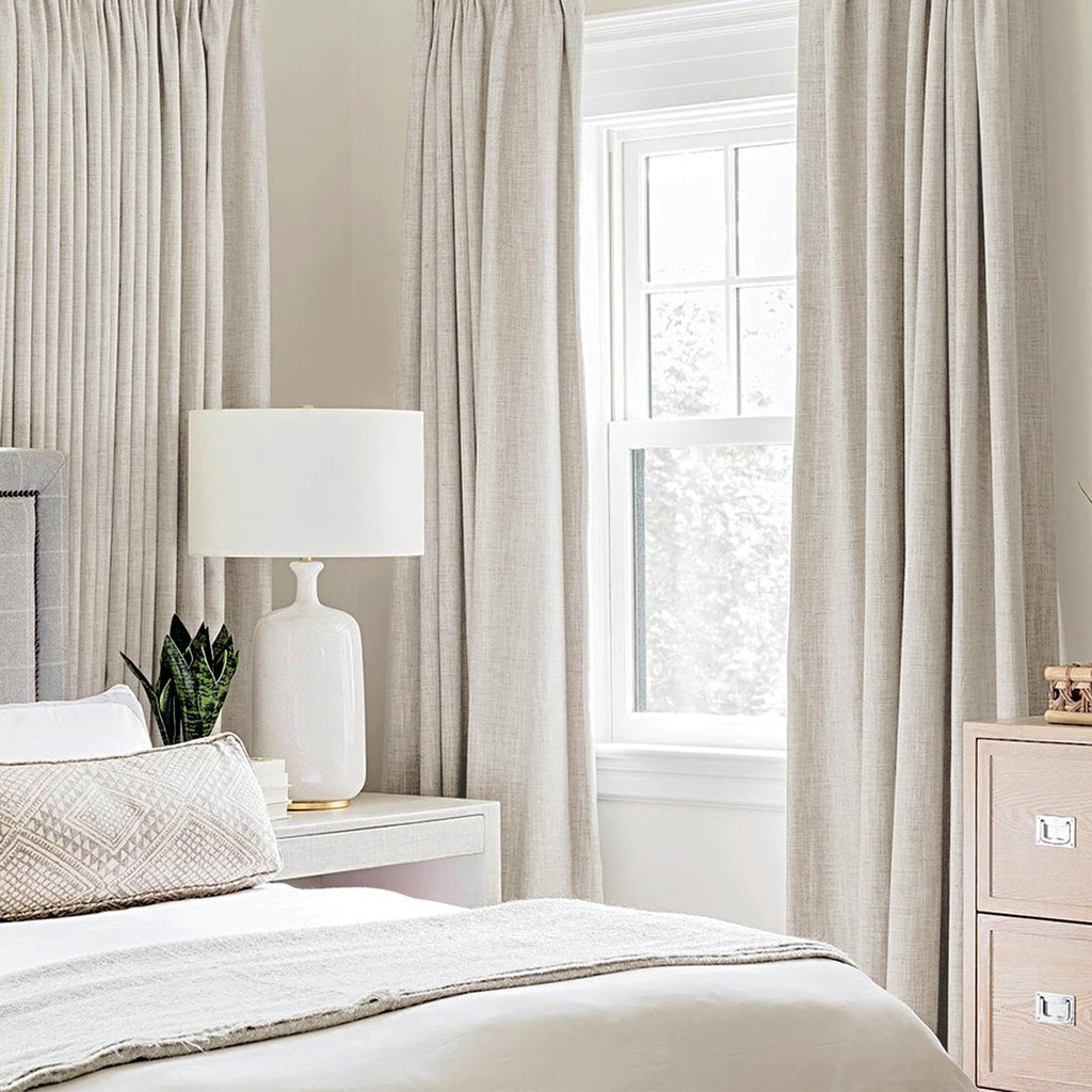 100% Blackout Linen Curtains 52x84 Inches Birch