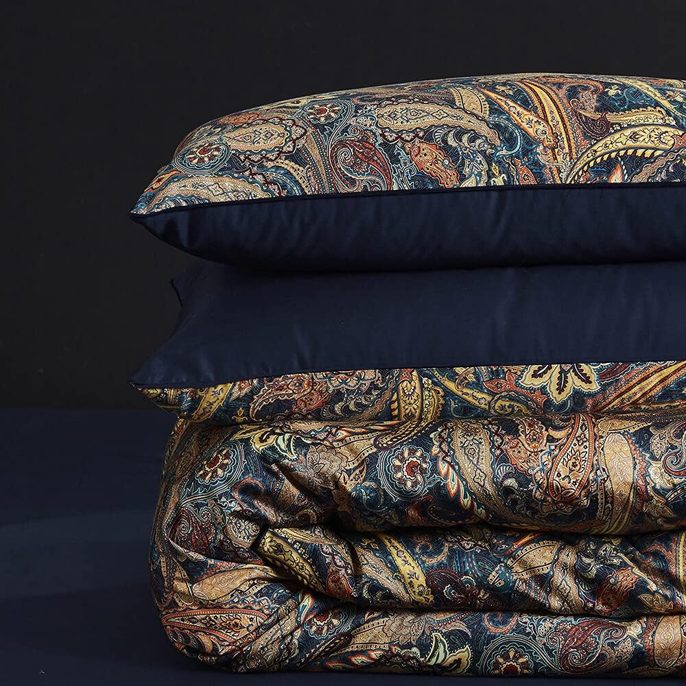 Duvet Cover Set Boho Floral Pattern Duvet Cover for Bed Vintage Soft Bedding Leaf Print Paisley