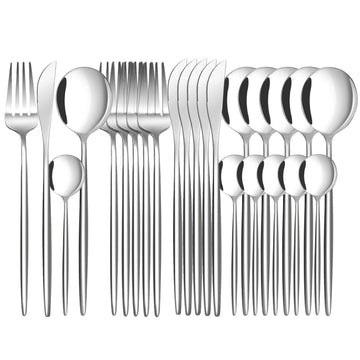 24-Piece Silverware Set, Stainless Steel Flatware Set for 6, Fork Spoon Knife Set, Home Dinnerware Tableware Set for