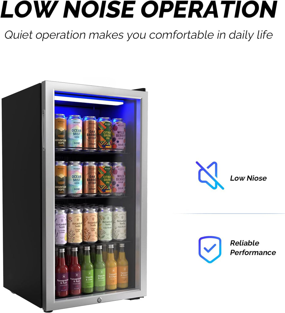 3.3 Cu.Ft Beverage Refrigerator Cooler with Glass Door & Safety Lock