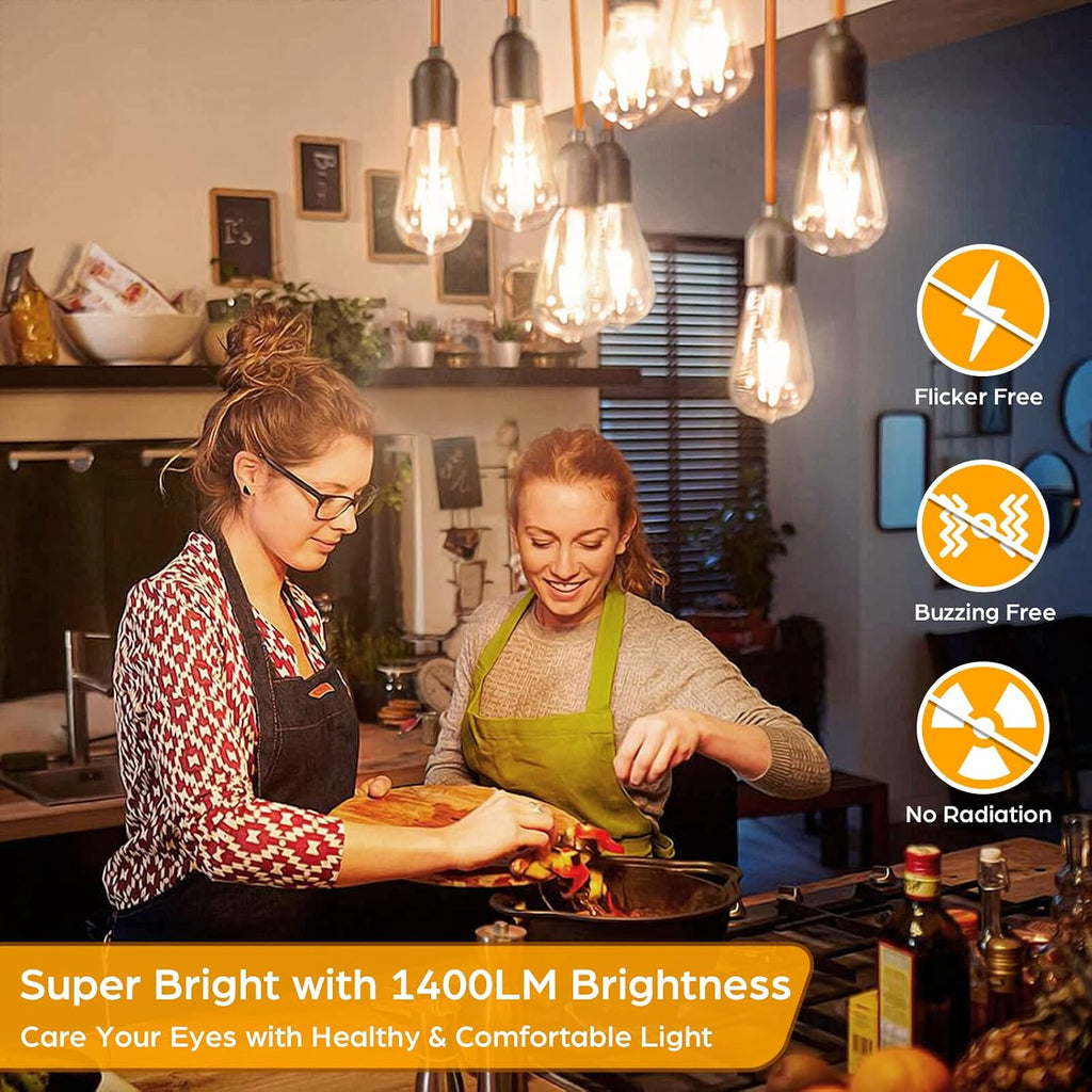 4-Pack Vintage LED Edison Bulbs 100W Equivalent 1400LM High Brightness 8W ST58 LED Filament Light Bulbs 3000K Warm