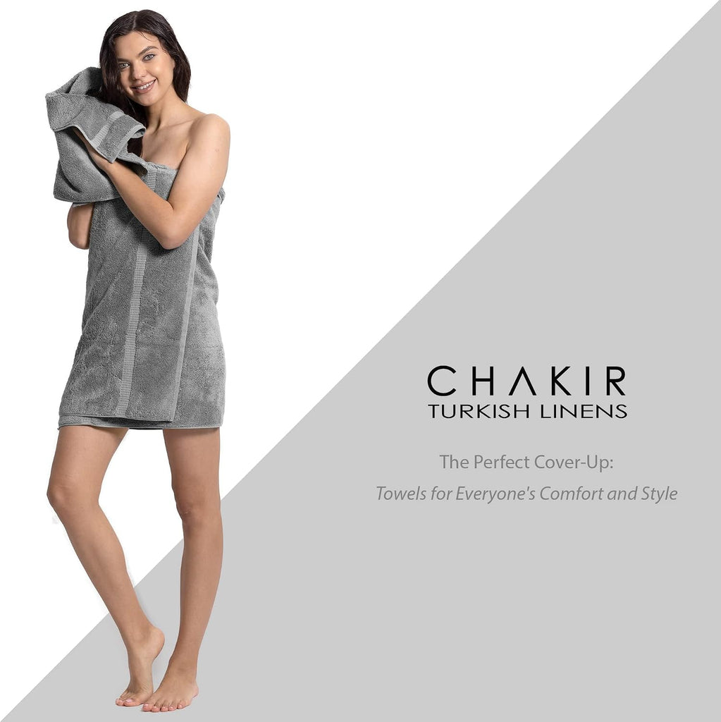 4 Piece Bath Towel Set, 100% Cotton Luxury Turkish Towels , Soft Absorbent Bath Towels, 27 x 54 Inches, Gray