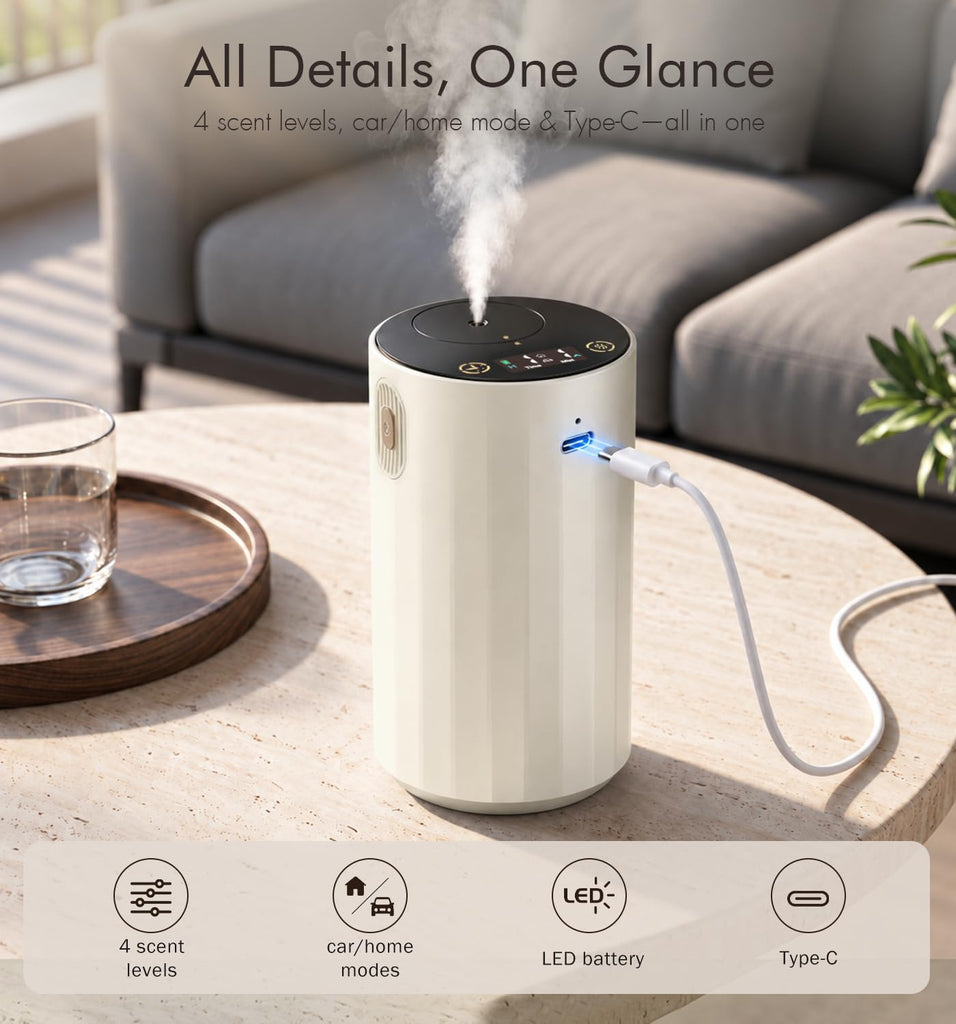 Waterless Diffuser for Essential Oil, 96H Portable, Home, Room