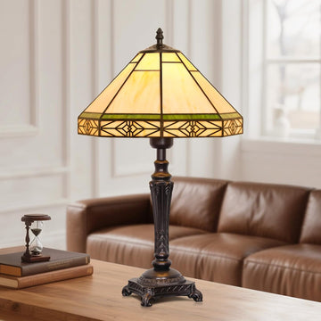 Table Lamp with Stained Glass Shade, Vintage Style Desk Lamp