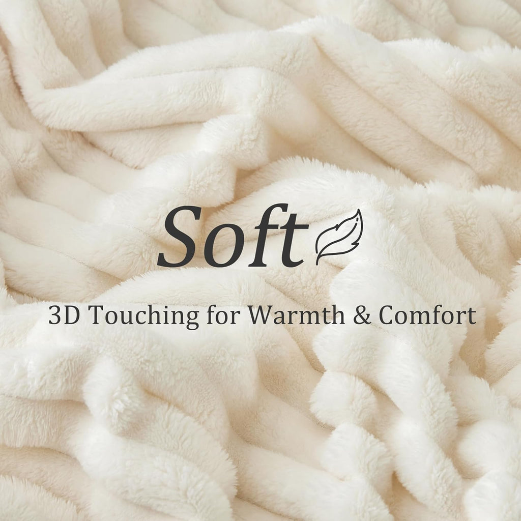 Fleece Throw Blanket, Decorative and Giftable Striped Blankets for Women, Men, 50"x60"
