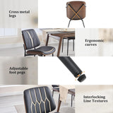 Mid-Century Modern Dining Chairs Set of 2, Upholstered PU Leather Accent Chairs with Walnut Bentwood Back, Armless Kitchen Chairs, Black