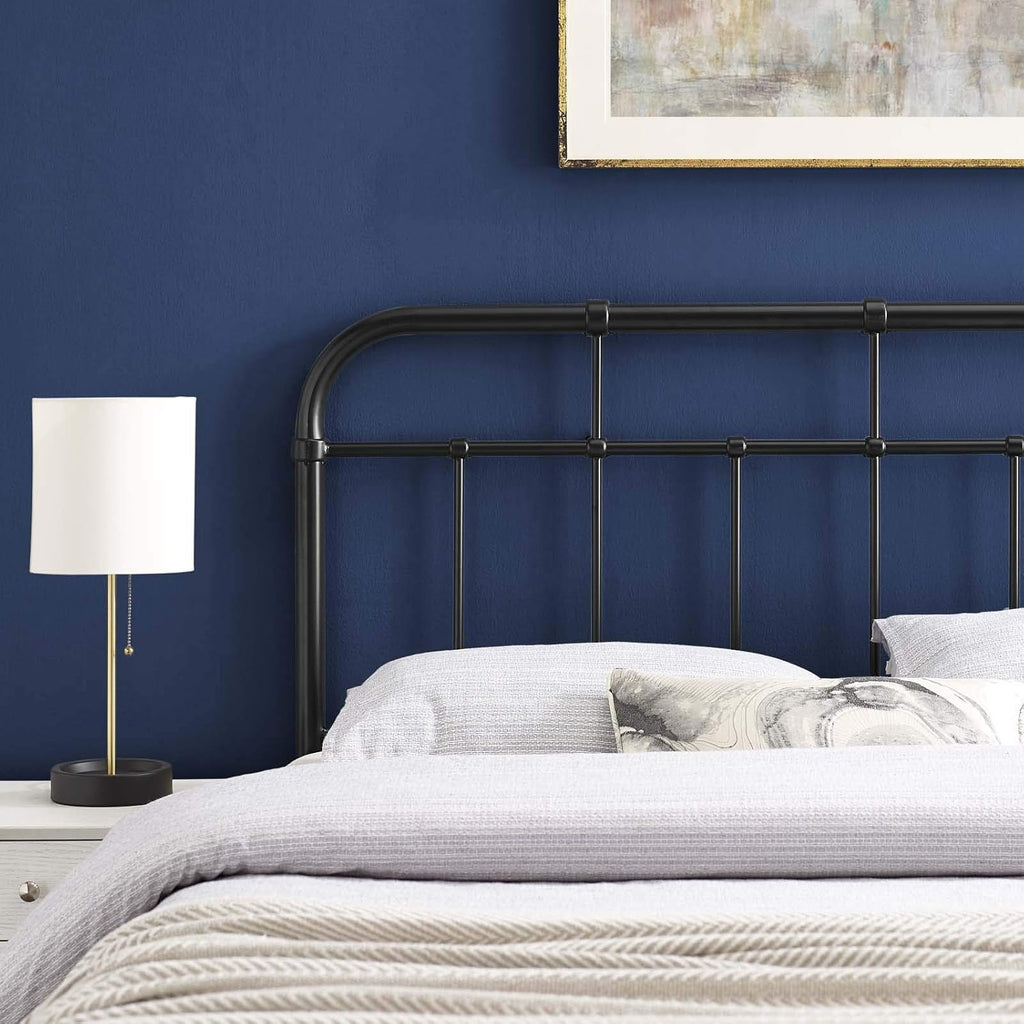 Alessia Modern Farmhouse Metal King Headboard in Black