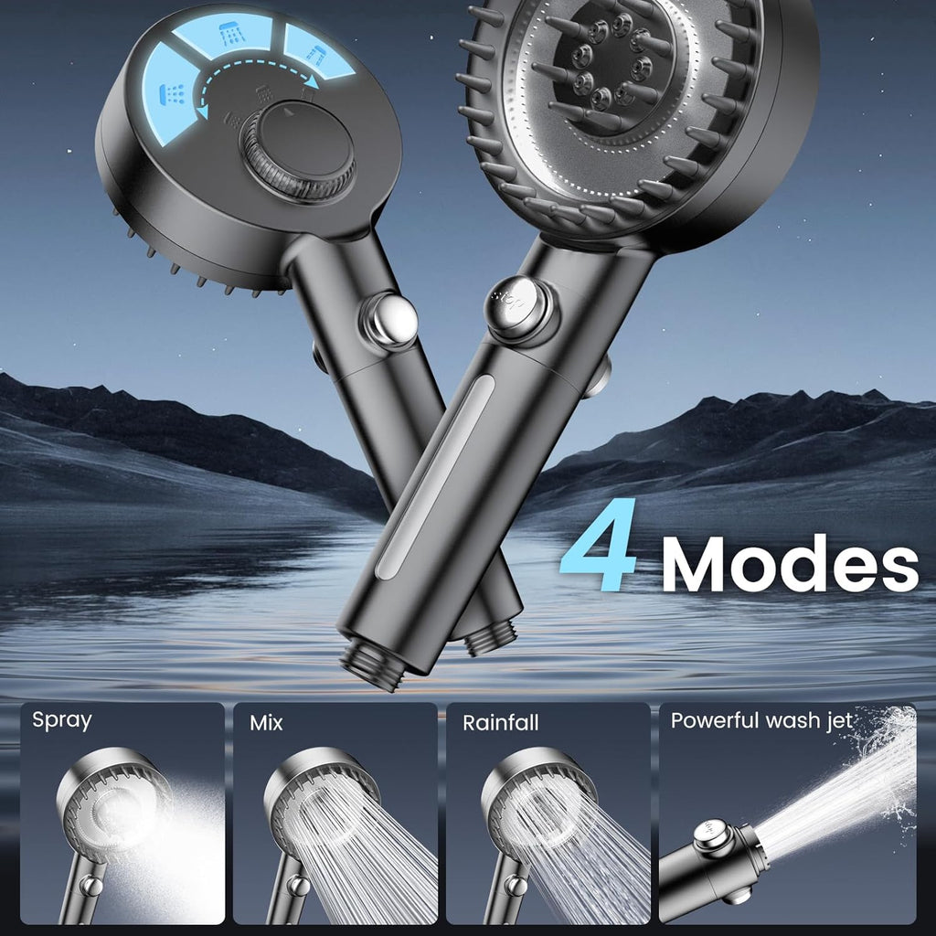 Filtered Shower Head with Handheld, High Pressure 4 Spray Mode Showerhead with Filters