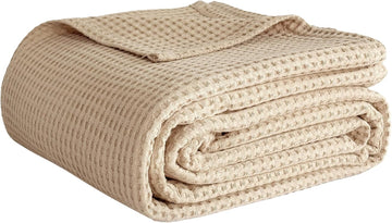 100% Cotton Waffle Weave Throw Blanket, Soft Lightweight Breathable Cozy Blankets, 40"x50")