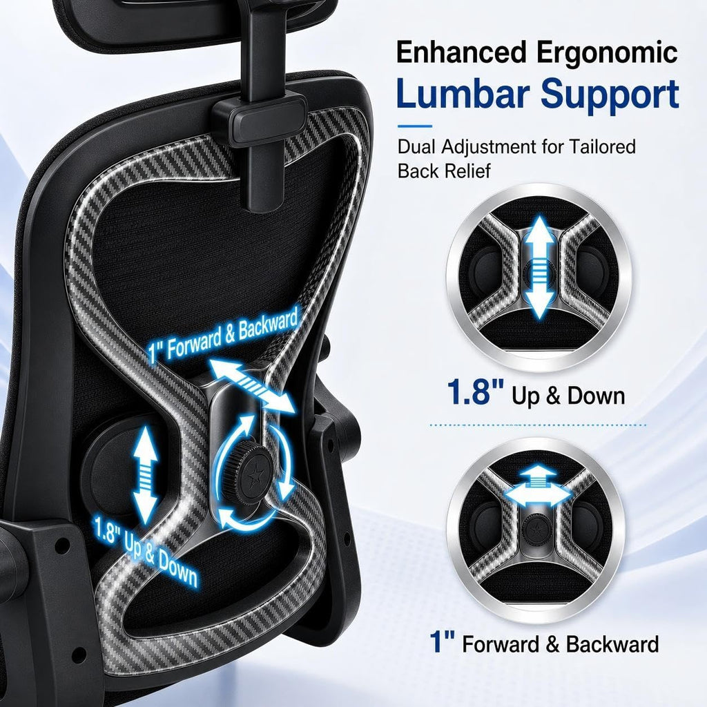 Home Office Desk Chairs, Ergonomic with Lumbar Support & 3D Headrest, Computer Desk Chair with Flip-up Armrests
