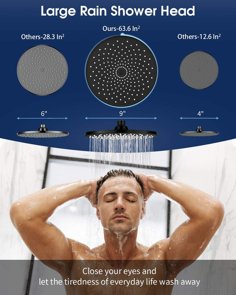 Rain Shower Head VMASSTONE 9In High Pressure Showerhead
