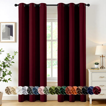 Christmas Blackout Curtains 2 Panels 40"x72" Burgundy