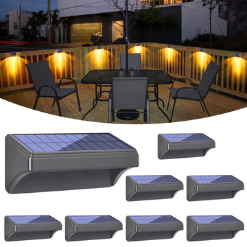 Solar Fence Lights - Outdoor Waterproof Warm White & Daylight White LED Solar Lights for Backyard, Deck, Stair
