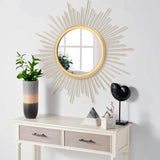 Gold Mirrors for Wall Metal Sunburst Wall Mirrors Home Décor Decorative Hanging Wall Art Bedroom Entryway Large 24" x