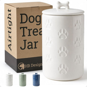 Dog Treat Container Airtight, 5"W x 9"H, Ceramic 7 Cups Big Treats Canister