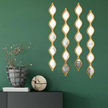 4 Pcs Teardrop Mirror Wall Art Decorative Mirror Wall Decor, Gold