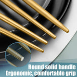 Matte Gold Silverware Set for 6,Modern Stainless Steel Brushed Cutlery Set,30-Pieces Heavy Duty Flatware Set