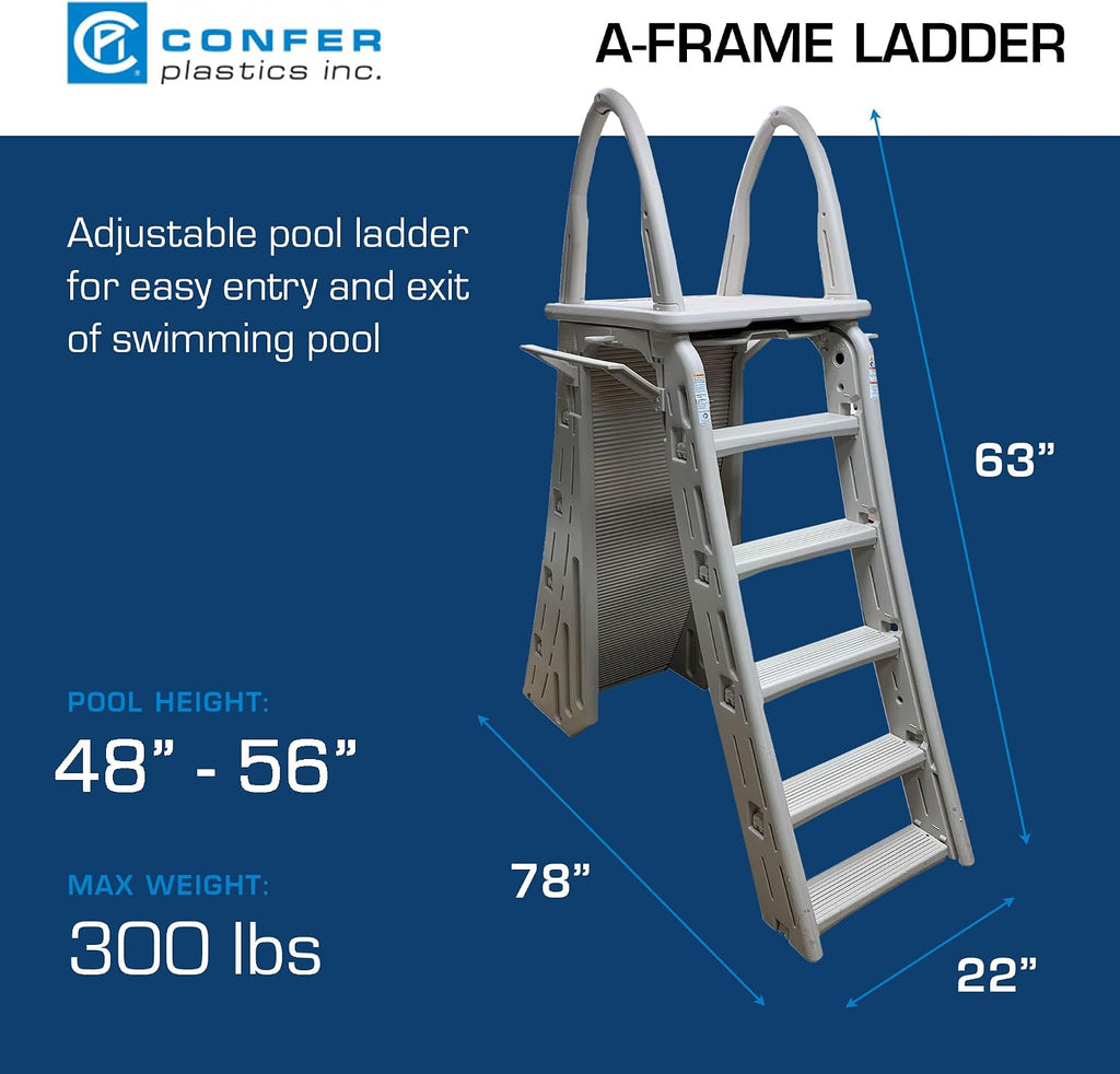 Plastics 7200 Roll Guard fits Above-Ground Pool Heights from 48" to 56" A Frame Safety Ladder for Above Ground